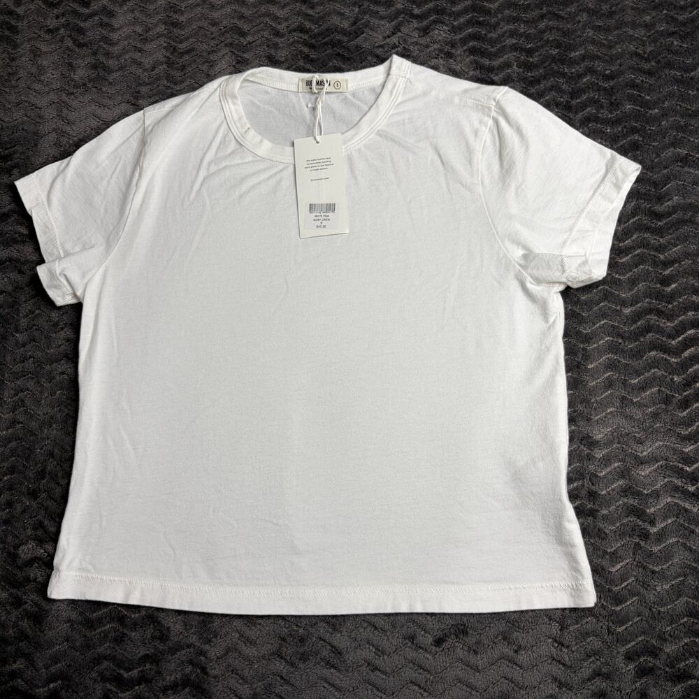 Buck Mason Pima Boxy Crew Tee Women Size S White T-Shirt NWT